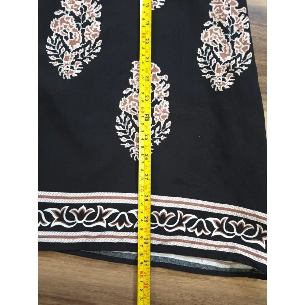 Black Floral Halter Dress Womens XS Sleeveless Tie Back Summer Boho Mini Dress